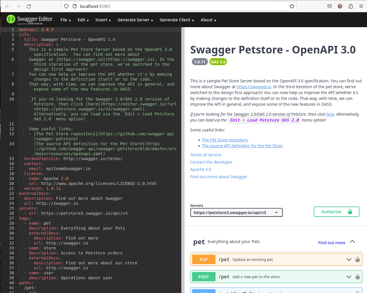 Swagger editor