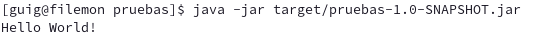 Ejecución del fichero jar